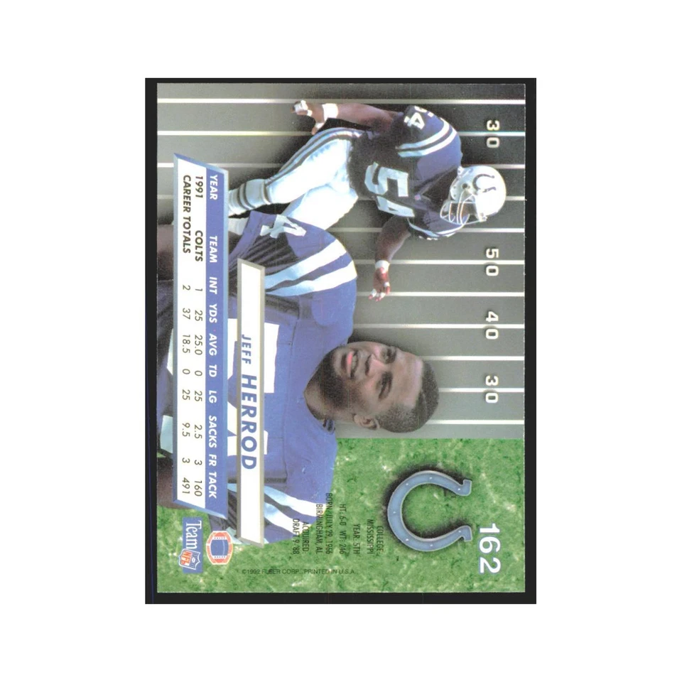 Jeff Herrod 1992 Fleer Ultra #162 Football Cards Football Card NM - Image 2 of 3