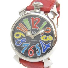 GaGa MILANO MANUALE 40mm Cinturino Pelle Quarzo Cinturino Rosso Quadrante Nero 5020.2