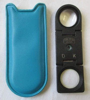 Carl Zeiss Jena Lupe Klapplupe Fadenzähler Weberglas mit Etui (100597) - Bild 1 von 2