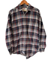 Levi's Vintage Plaid Flannel Cotton Button-Up Shirt Navy Red Long Sleeve M