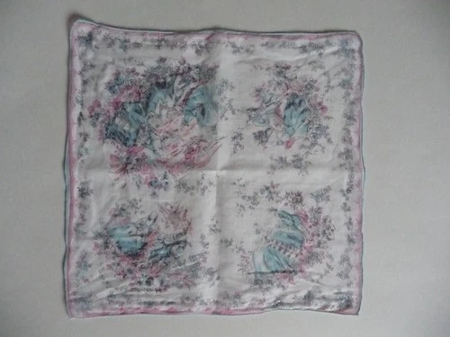 LOVELY VINTAGE VICTORIAN COUPLES HANKIE HANKERCHIEF-10.5" X 10.5"