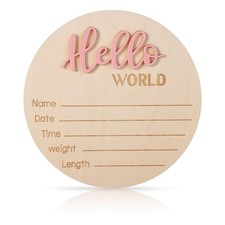 Baby Announcement Sign Wooden Hello World Newborn Signs Birth Announcement