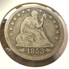 1853 P Seated Liberty Quarter 25c Weak Liberty Nice Condition