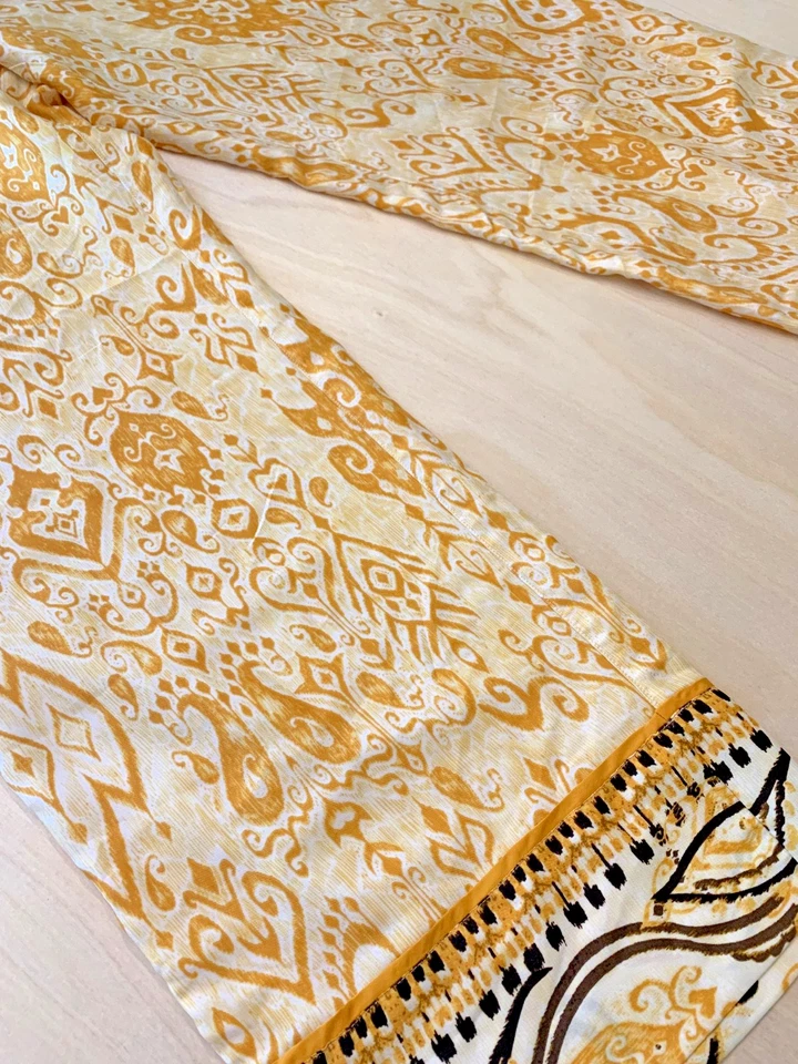 Pantalones INC International Concepts Talla M Amarillo Boho Ikat Flujo Geométrico Foto 2 de 4