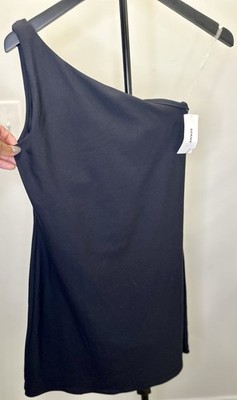 NWT SPANX Air Essentials Asymmetrical One Shoulder Dress Very Black Small
