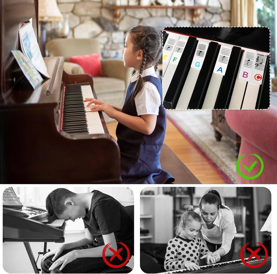 Silikon Klavier Keyboard Noten Aufkleber, Abnehmbare Klaviertastatur - Bild 4 von 4