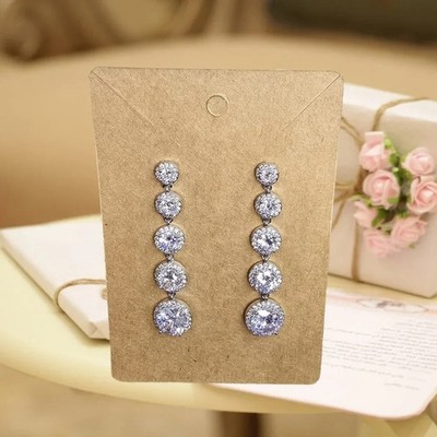 Bridal Silver Plated CZ Linear Dangle Wedding , Special Events Earrings NWOT