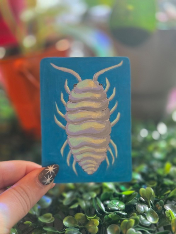 ACEO Original Pill Bug Roly Poly Acrylic Painting 4/16 Signed by Ziggy Sands