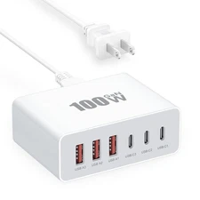 USB C Charger Block, 100W GaN Fast Charging Blocks USBC Charger 6 Port Chargi...