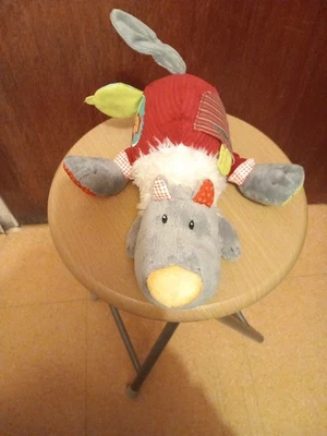 Peluche hochet grelot interactive avec miroir hippopotame Lilliputiens, coloris - Photo 1/4