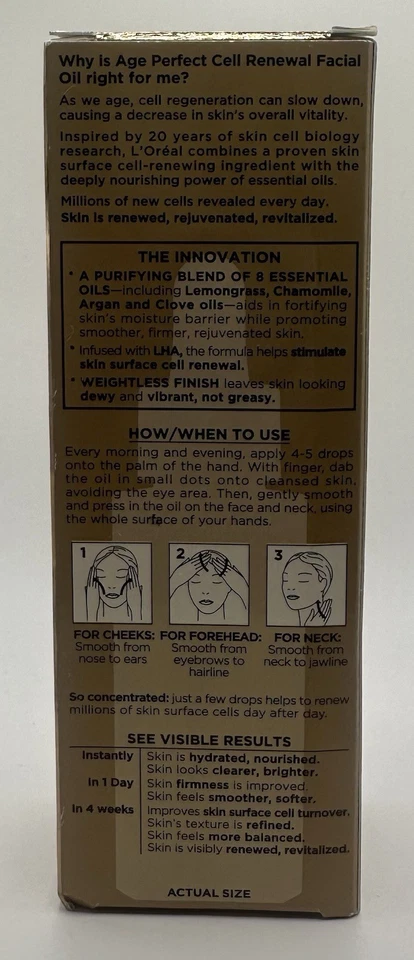 LOT Of 2 L'Oréal Age Perfect Cell Renewal Facial Oil Light 1.0oz Skin Renewal - Image 3 of 4