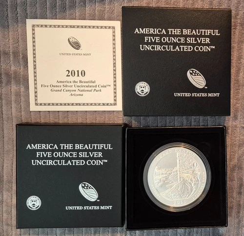 2010-P Grand Canyon  America The Beautiful 5 OZ Silver Uncirculated Coin  OGP