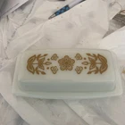 Vintage Pyrex USA Gold Floral Butterfly Butter Dish/Twinkie Dish
