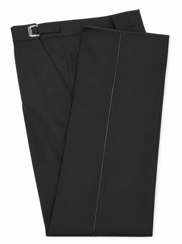 New Men's Black Flat Front Tuxedo Pants Wool Satin Bead 33-35" Waist Long Rise