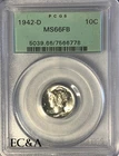 1942-D MERCURY DIME PCGS OLD GREEN HOLDER MS-66 FULL SPLITS (MED114)