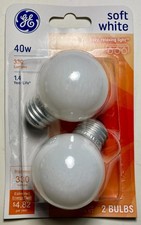 GE 40W Soft White G16 1/2 Shape 31110 Decorative Cozy 2 Light Bulbs E26 Screw