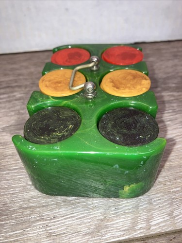 Antique Bakelite Casino Poker Chips with Bakelite Caddy RARE variation - Picture 2 of 5