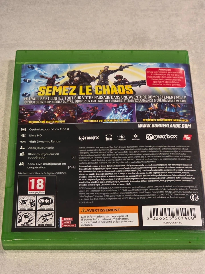 Borderlands 3 - Xbox One - PAL FR - Complet, photo 2 sur 3