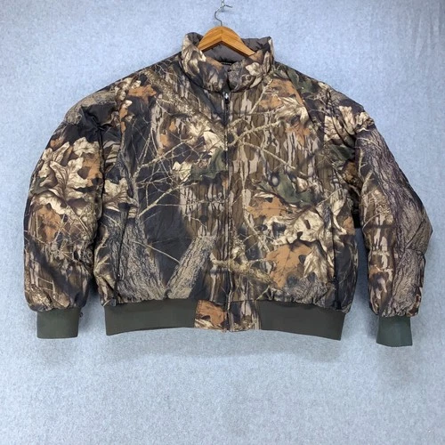 Browning Down Puffer Jacket Mens XL Brown Camo X-Change System Bomber Mossy Oak - product listing photo