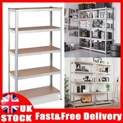 Garage Racking 5 Tier Shelving Unit Boltless Heavy Duty Metal Shelf Shed Storage