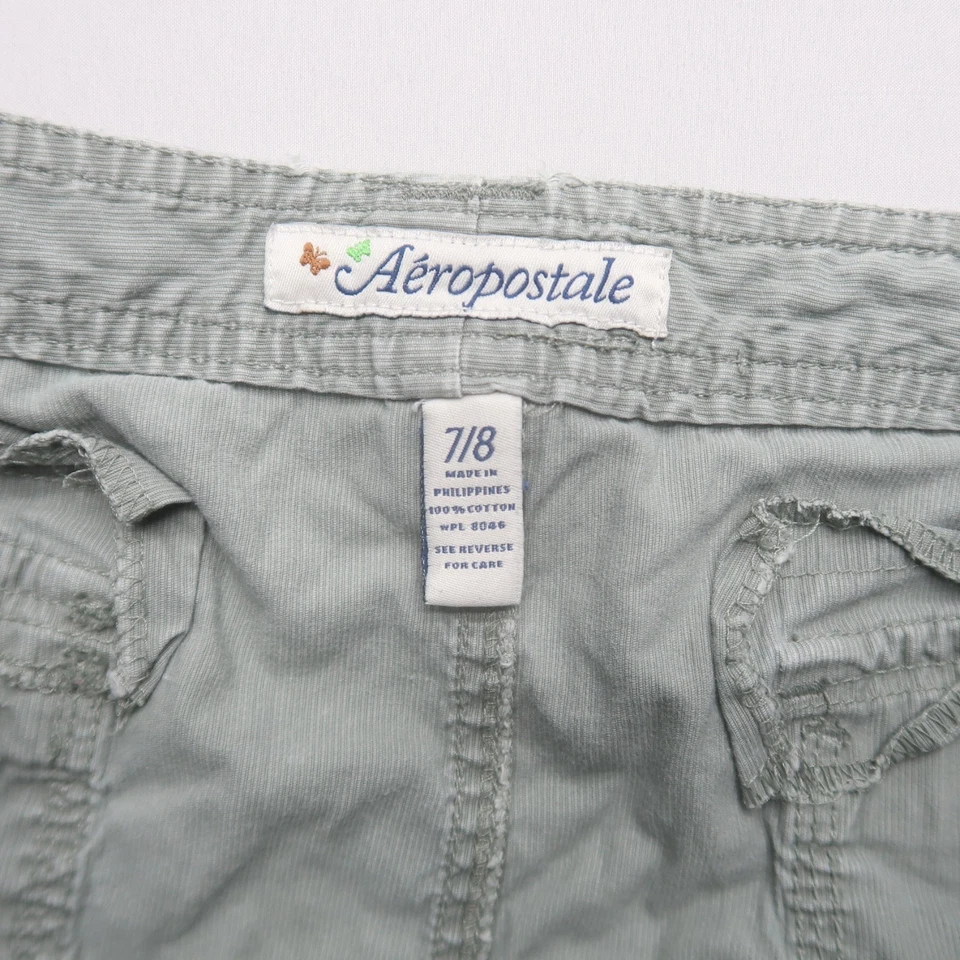 Micro Mini Pantalones Cortos Aeropostale Mujer 7/8 Verde Utilitario Ejército Tiro Bajo De Colección Foto 3 de 4