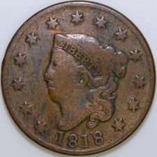 1818 Coronet Head Large Cent k288