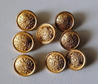 LOT of 8 Vintage 17mm Gold-Toned Metal Royal Irish Regiment Round Buttons — photo 2