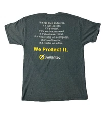 Tech Dev T Shirt Mens L Computer Web Y2K Symantec Antivirus Disk Promo