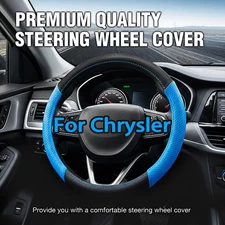 2024 NEW15" Steering wheel Cover Genuine Leather for CHRYSLER Black and Blue