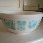 Vintage PYREX #403 Amish Butterprint - Turquoise On White - 2 1/2 Qt Mixing Bowl