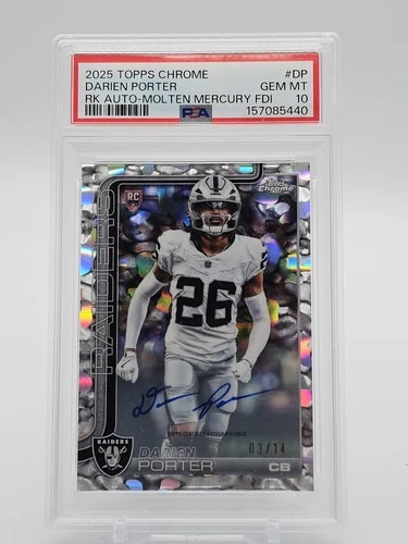 DARIEN PORTER 2025 TOPPS CHROME 1ST DAY  MERCURY ROOKIE AUTO /14 PSA 10 Q5442