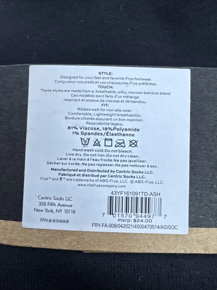 Calcetines Frye Boot 2 Pares Zapato Talla 5-10 Con Mezcla Bambú Desde 1863 Nuevo Embalado Foto 3 de 4