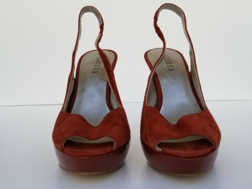 NINE WEST brown platform slingback platform peep toe pumps 9 - Picture 3 of 7