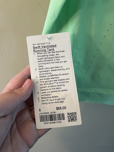 Lululemon Swift Ventilated Running Tank Size 6 💚 Scream Green Light SCGL 81704 - Picture 5 of 7