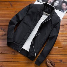 Mens Fashion Jacket Casual Slim Fit Outerwear Zipper Baseball Jackets