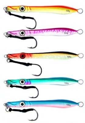 deep sea fishing lures wholesale Chomp Fishing Lures Deep Water Kingfish Knife Jigs 100g x 5 Colours Assist  Hooks