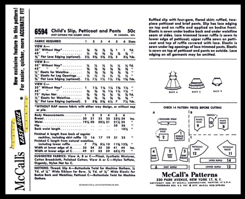 McCall's 6594 Pattern Toddler LINGERIE Slip Panties Petticoat Girls - Picture 9 of 19