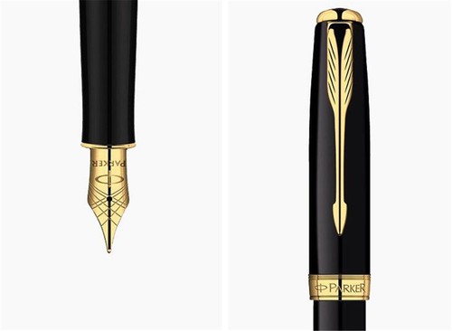 Pluma Estilográfica Parker Sonnet Series Color Negro + Clip Dorado 0.5mm Fino Nuevo en Caja Sin Caja - Imagen 5 de 8