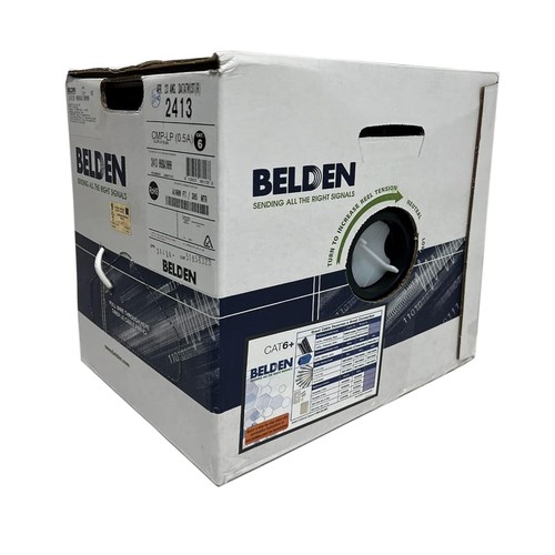 Belden 2413 Cat6 Plenum 1000ft Cable Solid Bare Copper 009A1000 Pull Box White - Picture 2 of 5