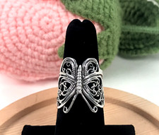 925 Solid Sterling Silver Butterfly Ring - Beautiful Filigree - Gift- Size 6