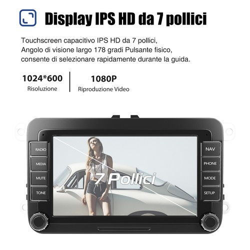 Autoradio DAB+ Carplay Android 13 32G GPS RDS +CAM Per VW GOLF 5 6 Passat Touran - Foto 7 di 15