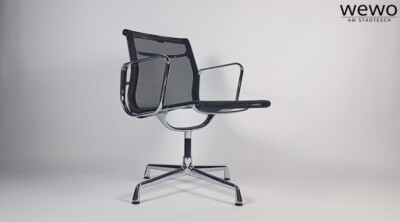 Vitra Charles Eames EA 107 -Chair schwarz Netz Chrom Besucherstuhl Konferenz