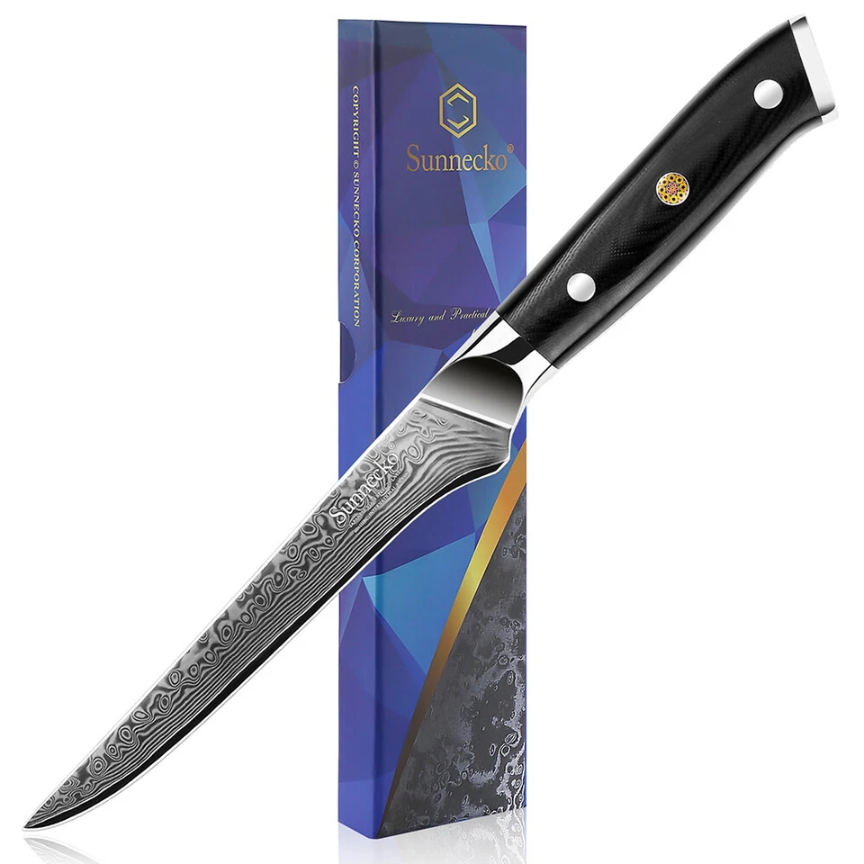 Sunnecko Damascus 6-inch Boning Fillet Knife Precision Kitchen Tool for Cutting