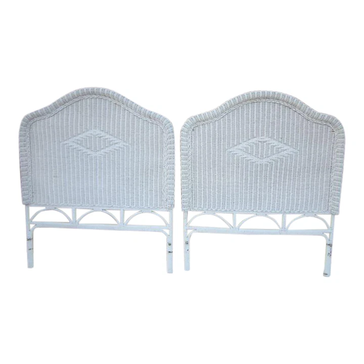 Wicker Coral Bay Style Twin Headboard White Set of Two