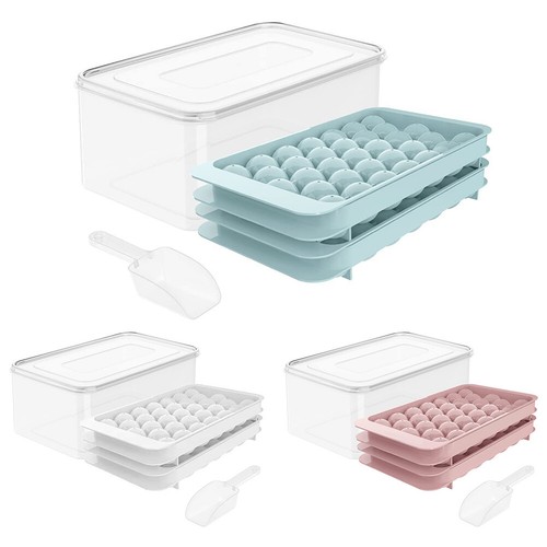 Round Ice Cube Tray Set with Lid and Bin Ice Ball Maker Mold for Chilled Drinks - Picture 7 of 21