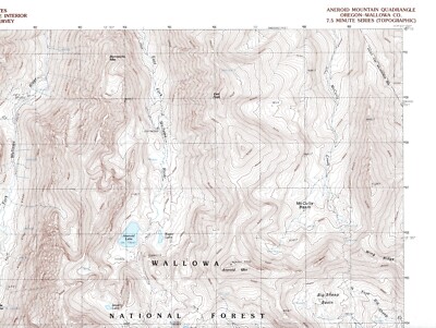 Aneroid Mountain Quadrangle Oregon 1990 USGS Topo Map 7.5 Minute Topographic