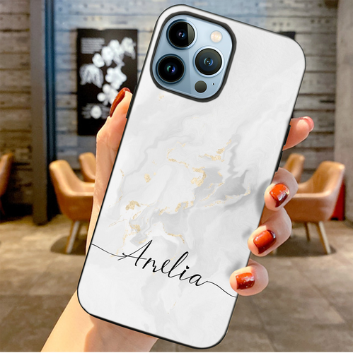 Personalised Marble Print Case For iPhone 16e 15 14 Pro Max 13 12 Soft TPU Cover - Zdjęcie 3 z 96