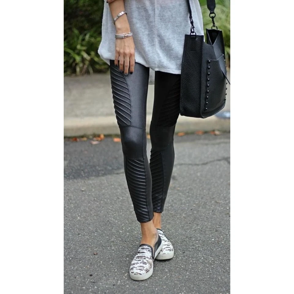 Spanx faux leather moto leggings in black