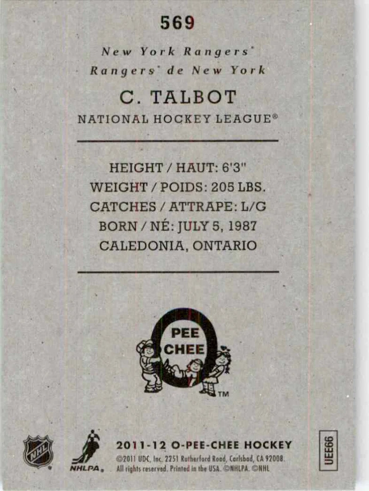 2011-12 O-Pee-Chee Retro Cam Talbot #569 - Image 2 of 2
