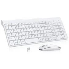 Wireless Keyboard and Mouse Rechargeable Silent Keys Ultra Slim White